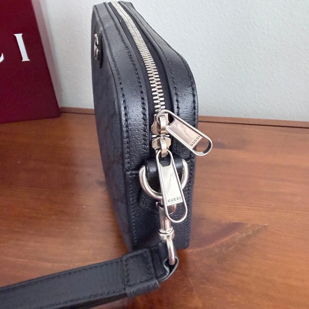 Gucci‎ Ophidia GG Supreme Messenger Bag Navy Blue Black Canvas 598103